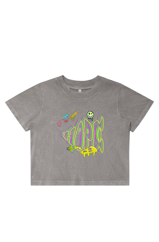 Womens Stone Wash Stoned Crop